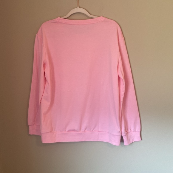 Pink Multicolor Heart Crewneck Sweatshirt Medium - Picture 4 of 5